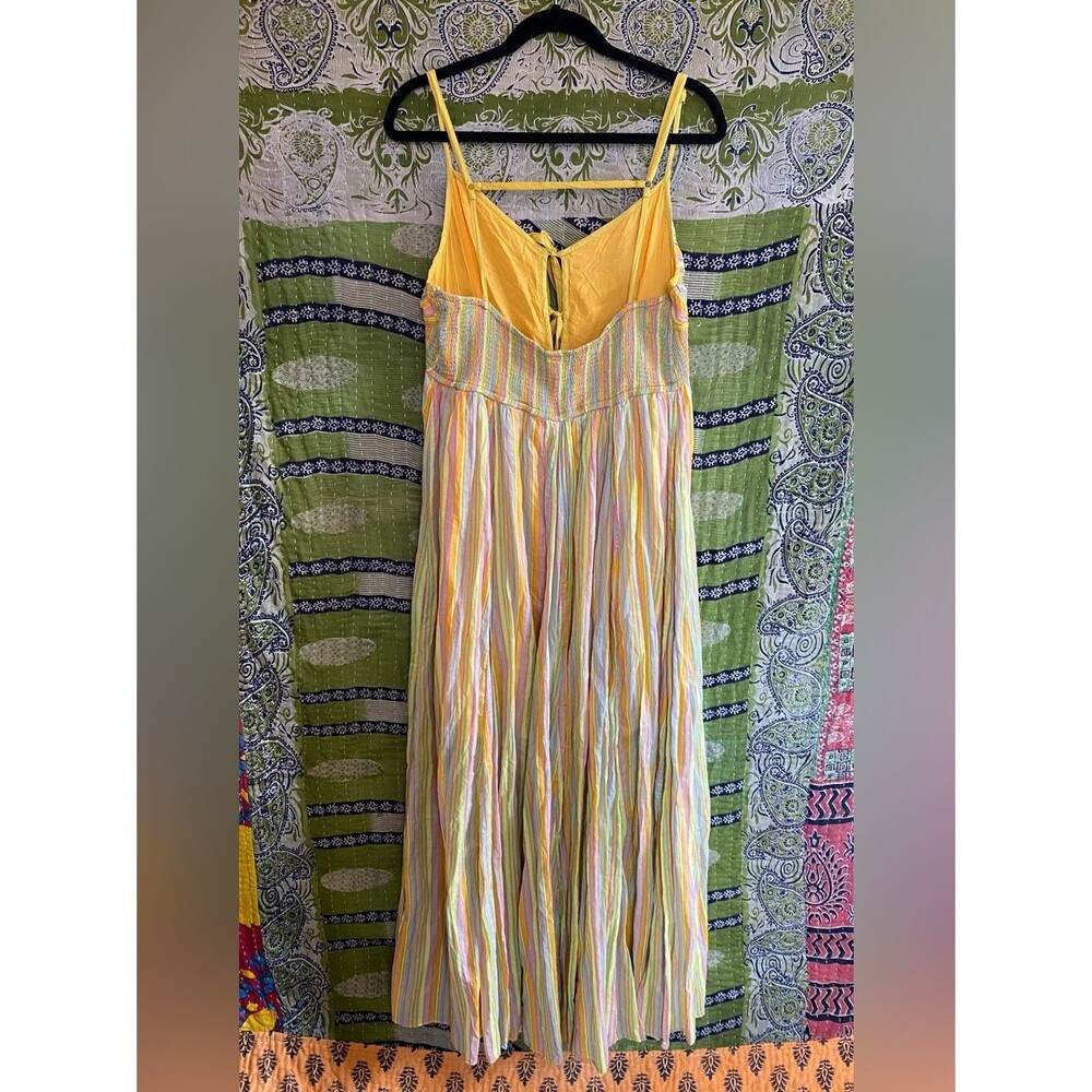Free People Citrus Combo Poplin Dream Weaver Boho Maxi Dress Size Extra Large - Picture 11 of 16